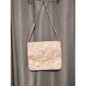 Cute Pink Frog Print Messenger Bag Kids Crossbody Quilted Kawaii 5 Pocket